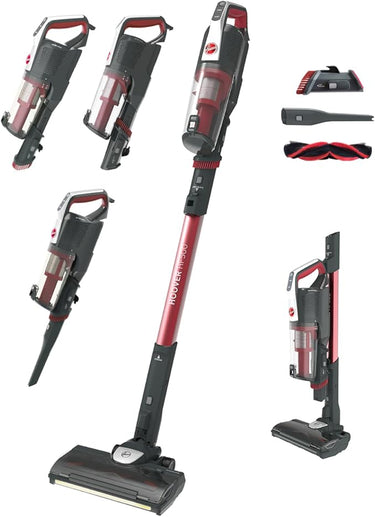 Hoover HF500 Plus Home HF522STH Aspiradora Escoba sin Cable, Accesorio 2 en 1, 45 min, Carga ultrarápida 2.5h, 15500 Pa, Dual led localizador de Polvo, Color Rojo